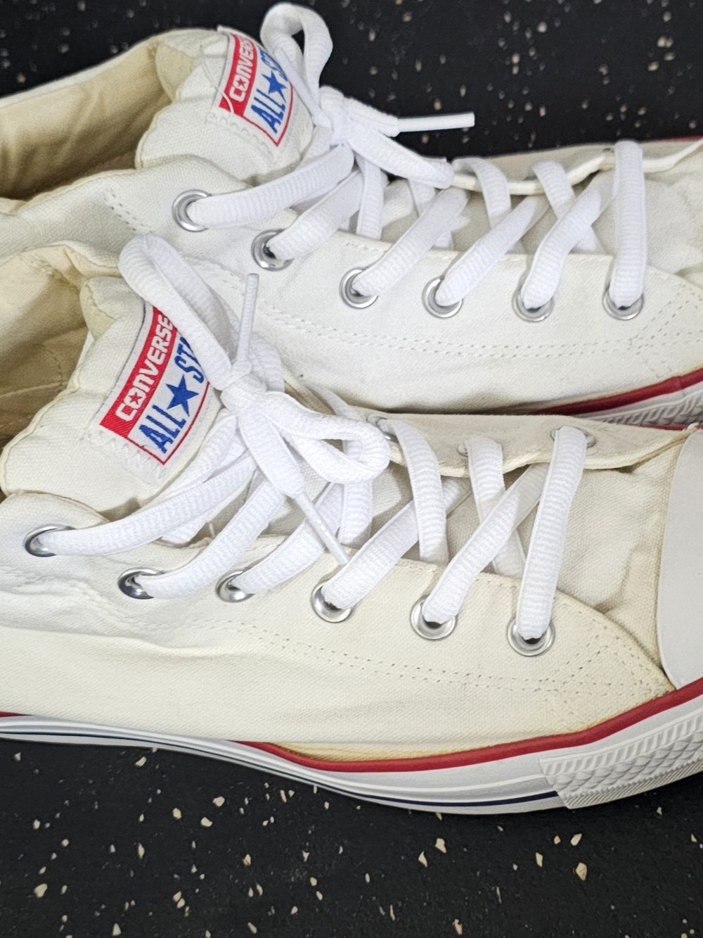 Converse All Star White Canvas High-Top Sneakers with Red Trim - Picture 2 of 4